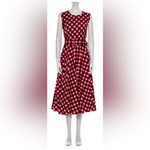 Samantha Sung Magenta and Indigo Checkered Dress, Size 10